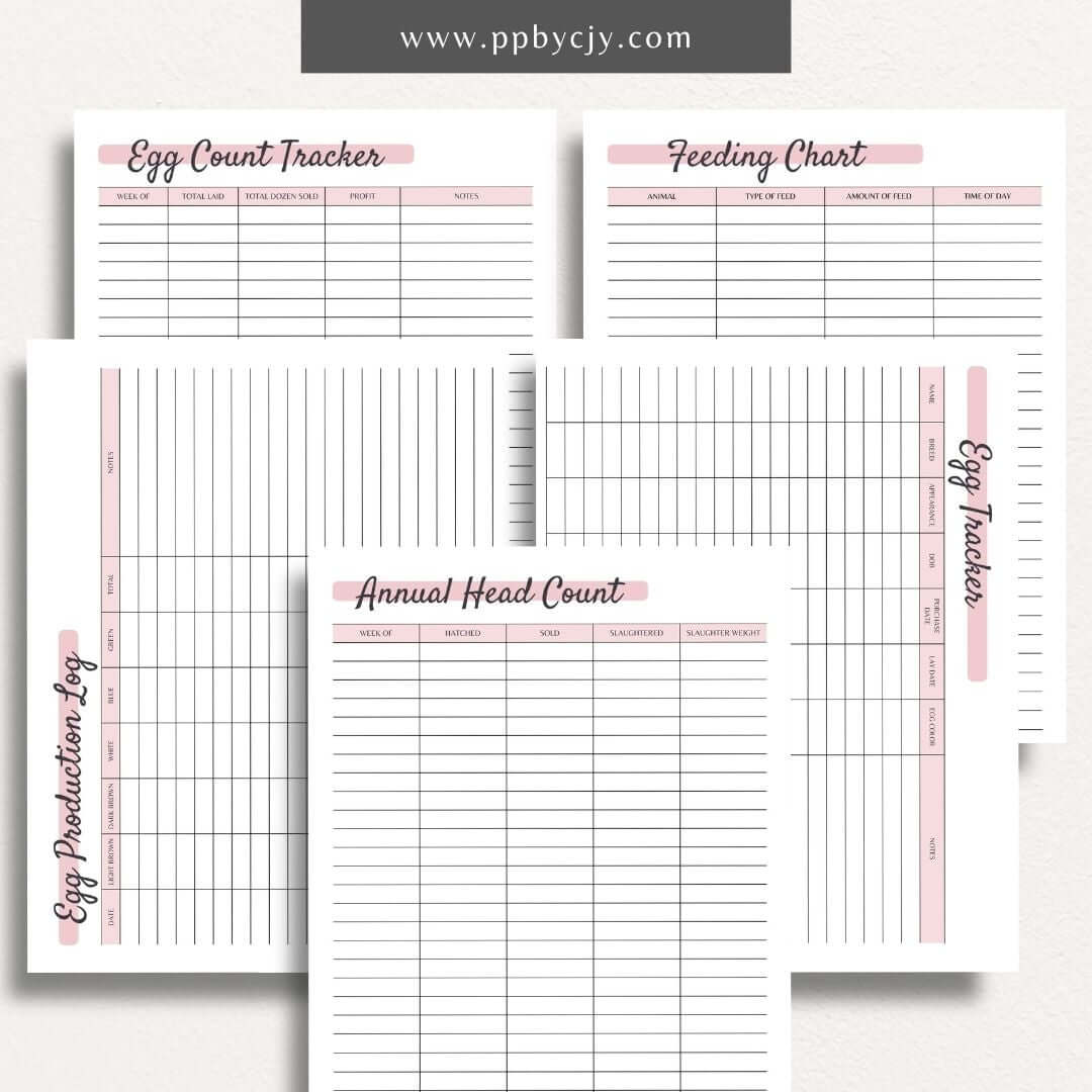 Chicken Egg Bundle Printable Template – Digital Download for Organizing and Tracking Chicken Egg Collection and Management