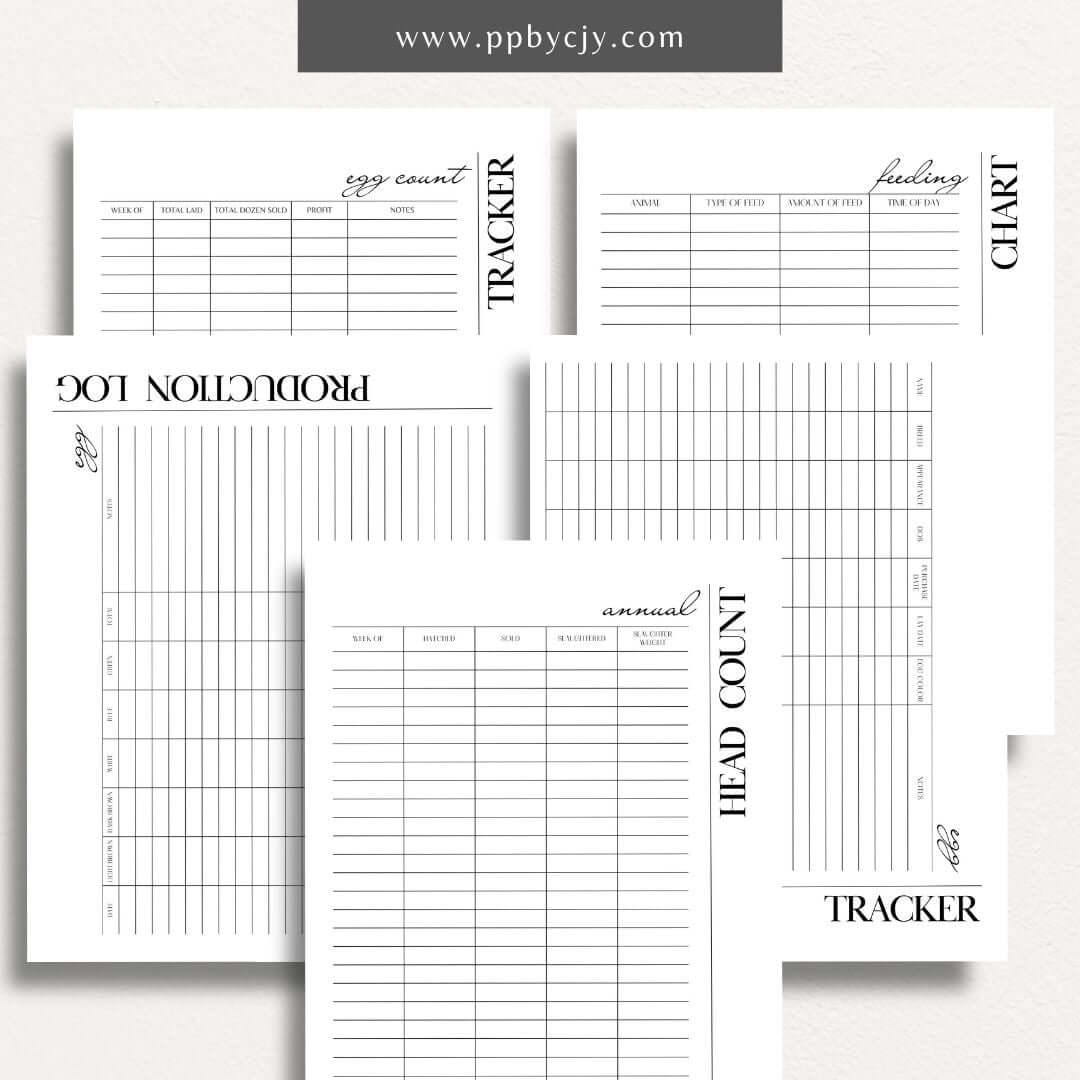 Chicken Egg Bundle Printable Template – Digital Download for Organizing and Tracking Chicken Egg Collection and Management