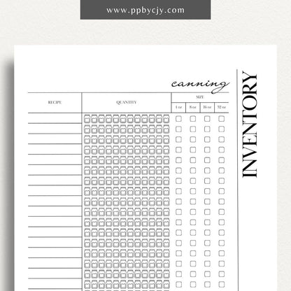 Homemade Canning Inventory Printable PDF Template