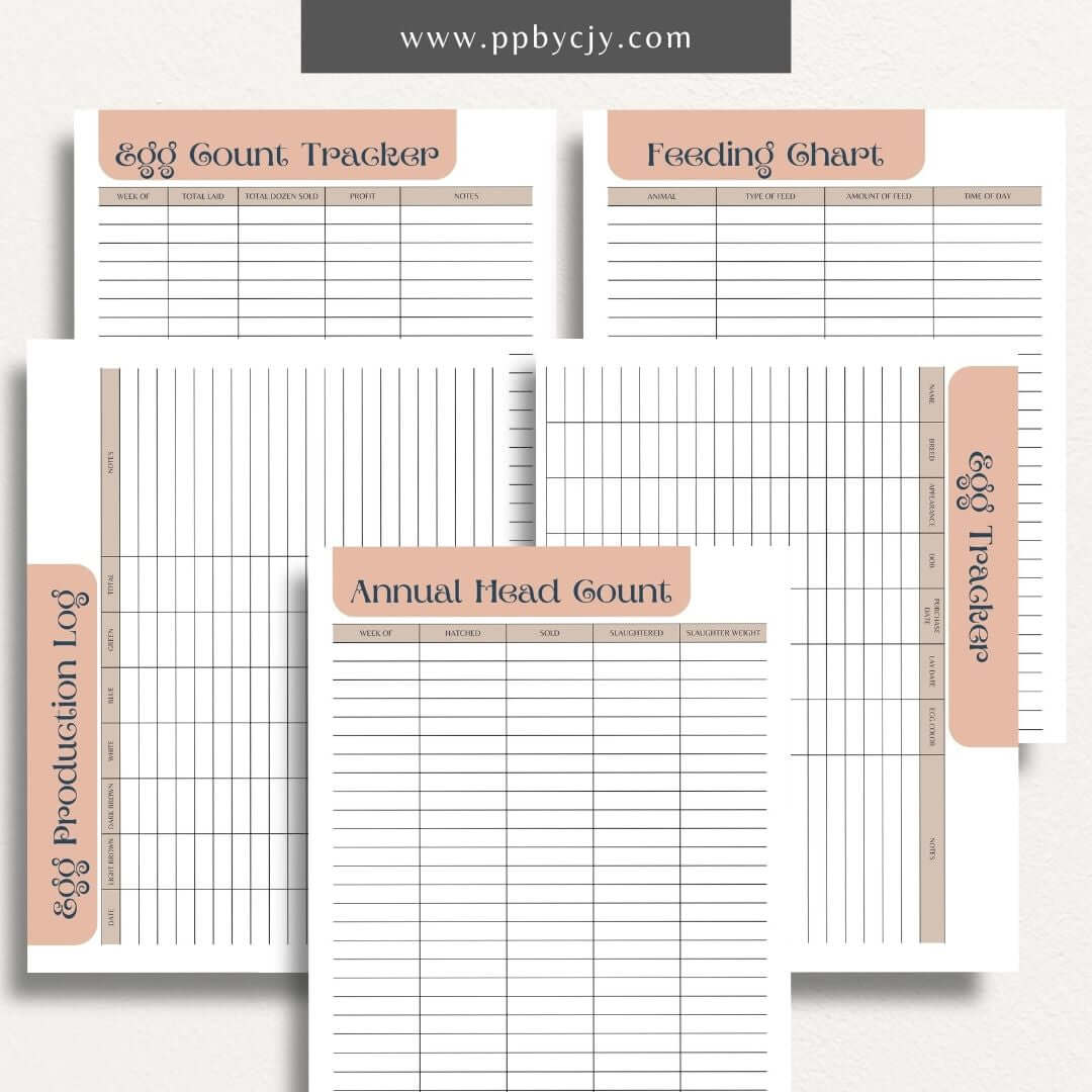 Chicken Egg Bundle Printable Template – Digital Download for Organizing and Tracking Chicken Egg Collection and Management