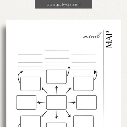 Mind Map Printable Template – Digital download for organizing ideas, brainstorming, and planning projects.