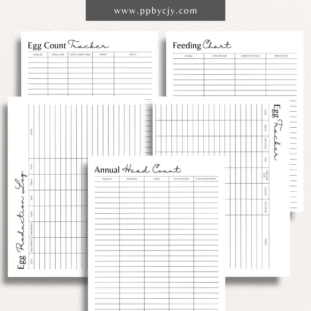 Chicken Egg Bundle Printable Template – Digital Download for Organizing and Tracking Chicken Egg Collection and Management