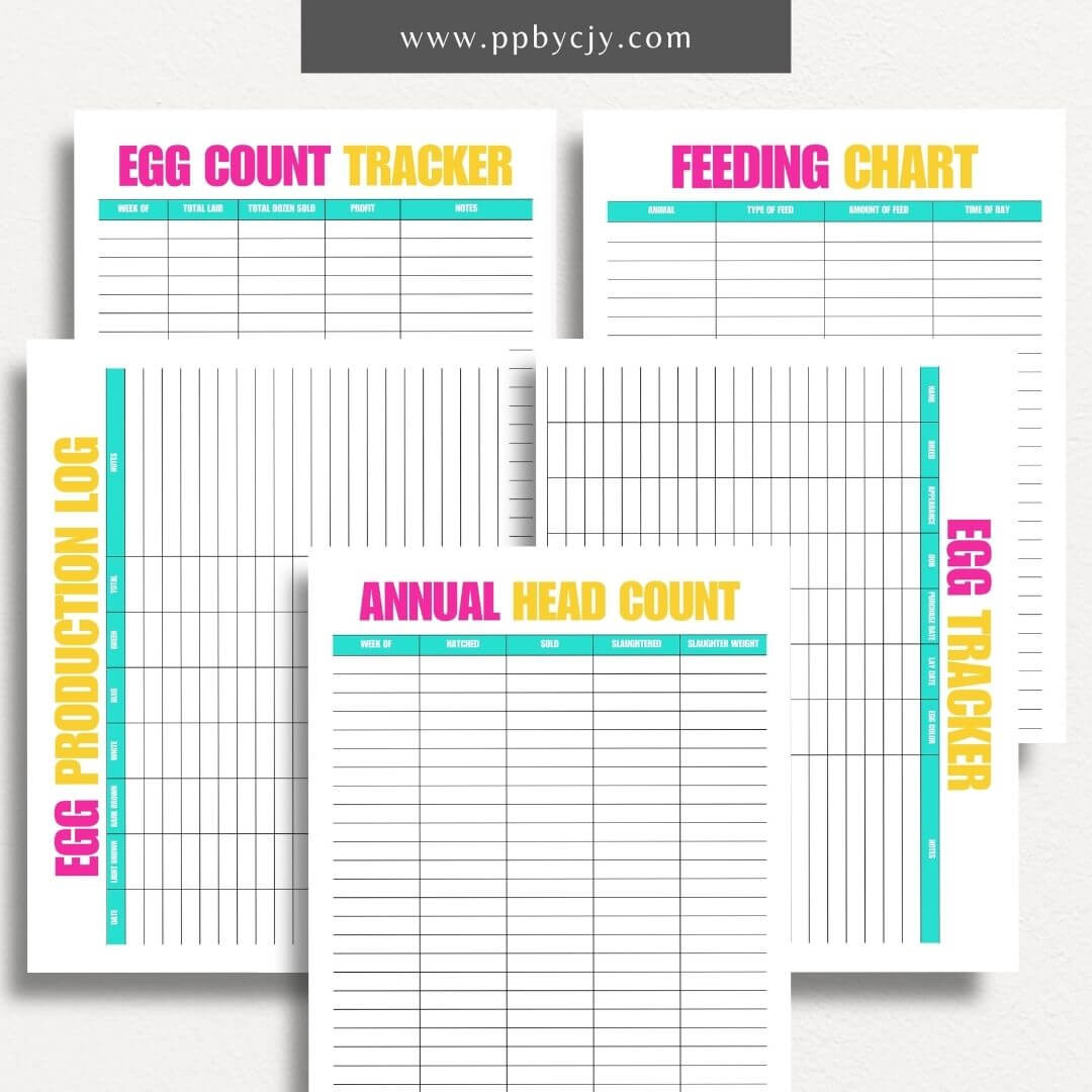 Chicken Egg Bundle Printable Template – Digital Download for Organizing and Tracking Chicken Egg Collection and Management