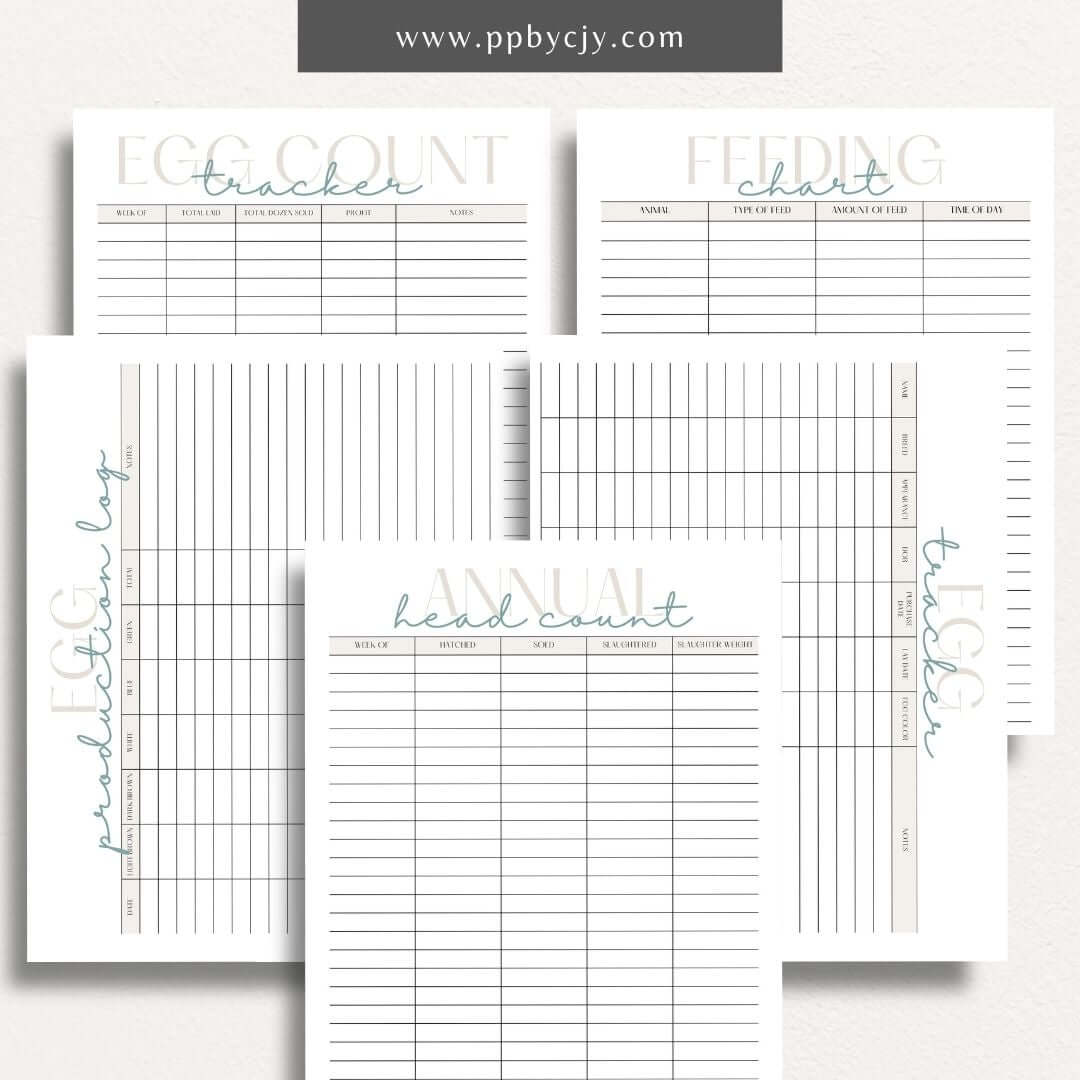 Chicken Egg Bundle Printable Template – Digital Download for Organizing and Tracking Chicken Egg Collection and Management