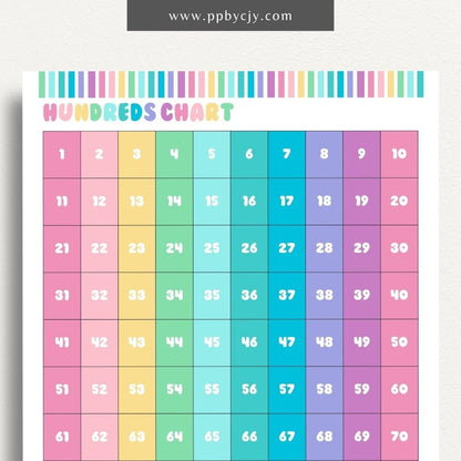 Hundreds Chart Printable Template – Digital download for teaching number patterns and math concepts