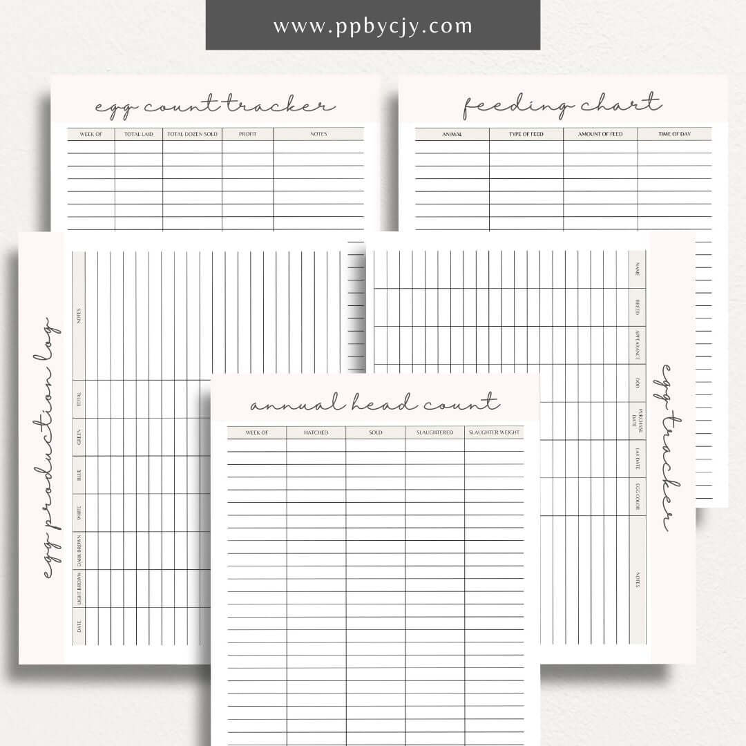 Chicken Egg Bundle Printable Template – Digital Download for Organizing and Tracking Chicken Egg Collection and Management