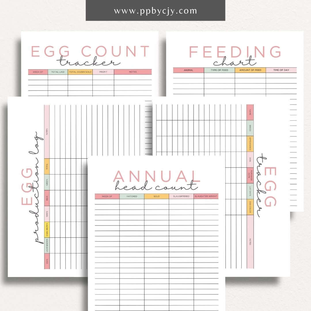 Chicken Egg Bundle Printable Template – Digital Download for Organizing and Tracking Chicken Egg Collection and Management