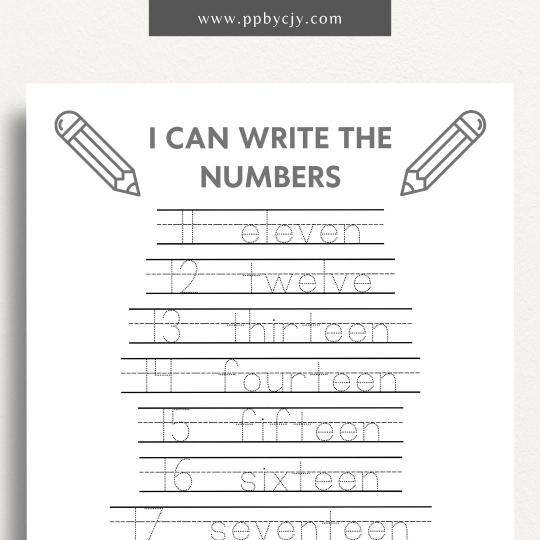 Number Learning Worksheet Printable Template – Digital download for teaching and reinforcing number recognition, writing, and basic math skills.