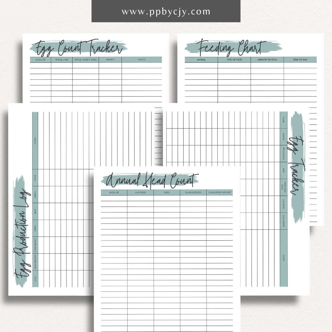 Chicken Egg Bundle Printable Template – Digital Download for Organizing and Tracking Chicken Egg Collection and Management