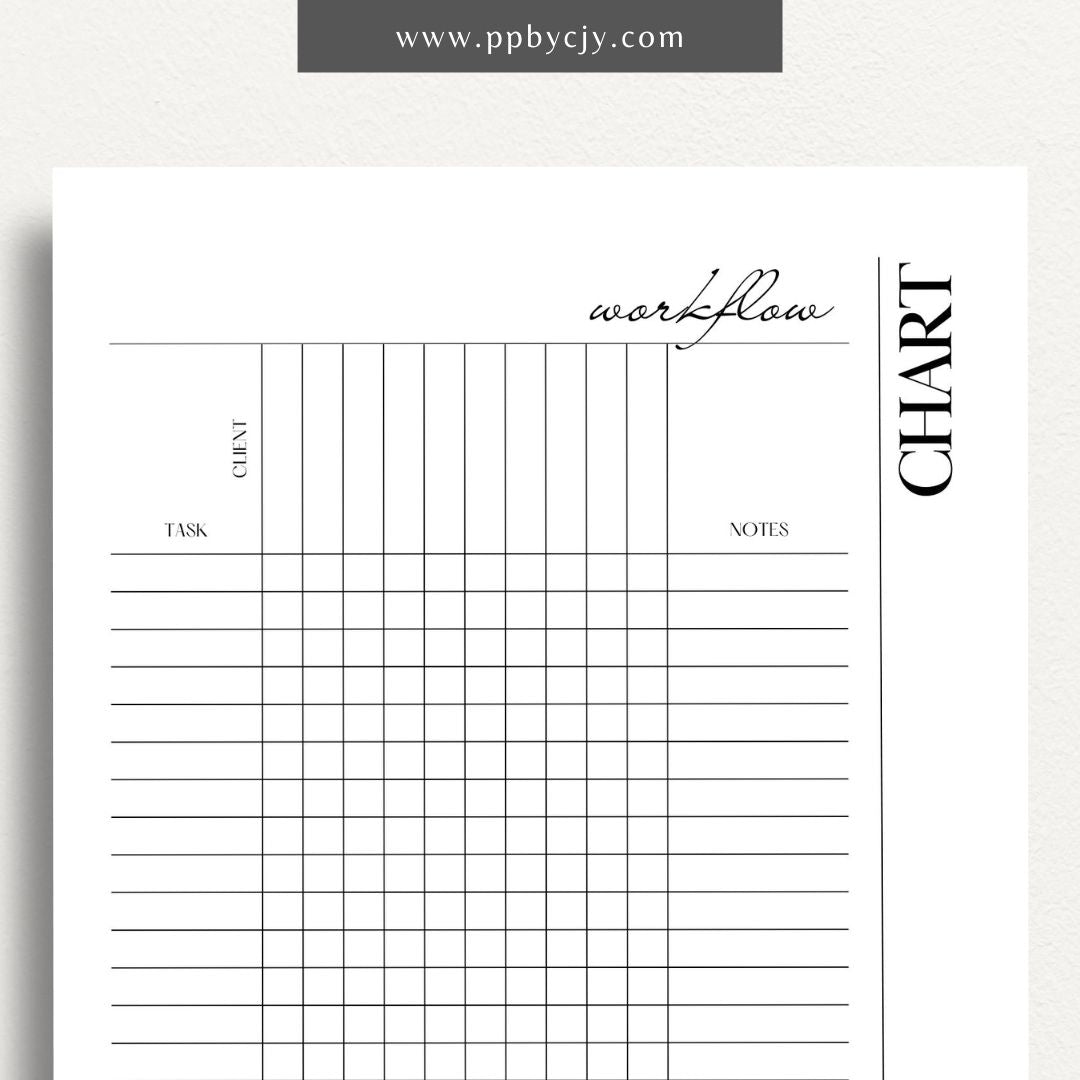 Workflow Chart Printable Template – Digital download for creating and managing process flow diagrams, task management, and project workflows