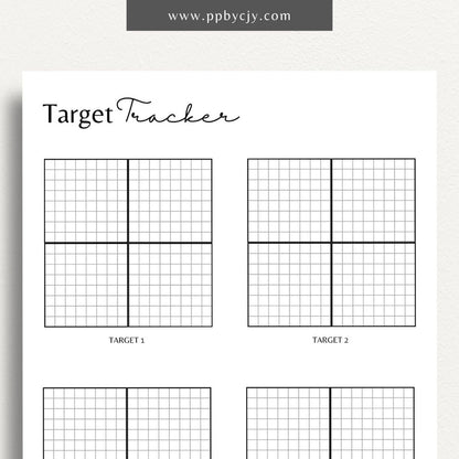 Target Shooting Log Printable Template – Digital download for tracking shooting practice, targets, and performance.