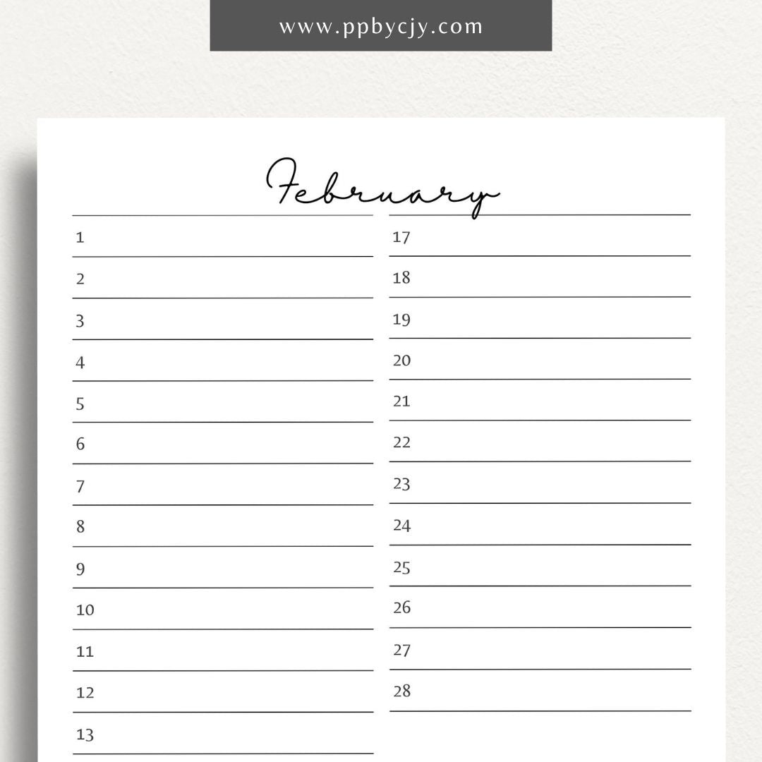 Perpetual Calendar Printable Template – Digital download for tracking birthdays, anniversaries, holidays, and year-round events.