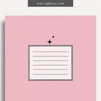 Graphic of printable pink vintage-style binder cover design with decorative elements.