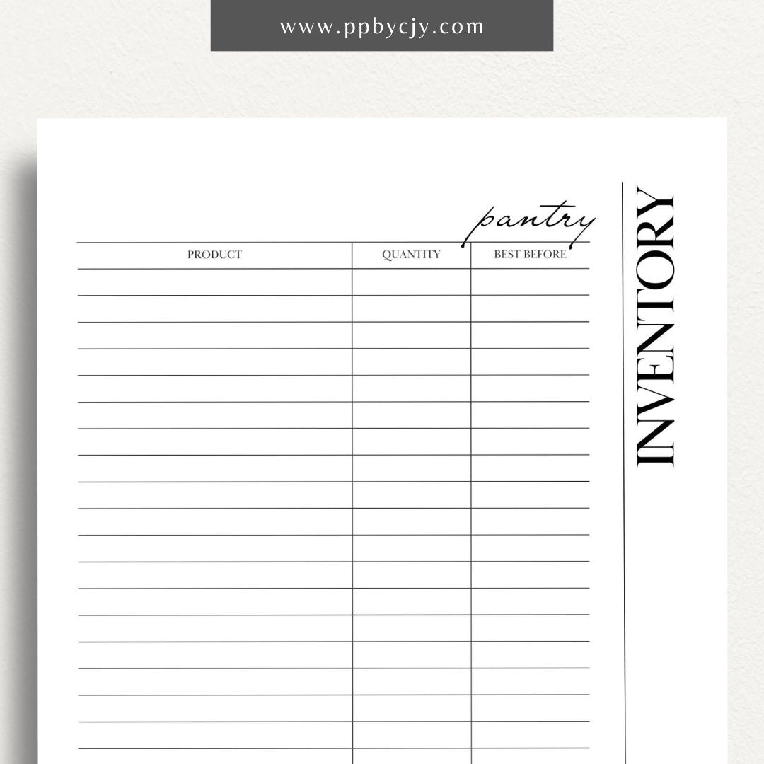 Pantry Inventory Printable Template – Digital download for organizing and managing the contents of your pantry.