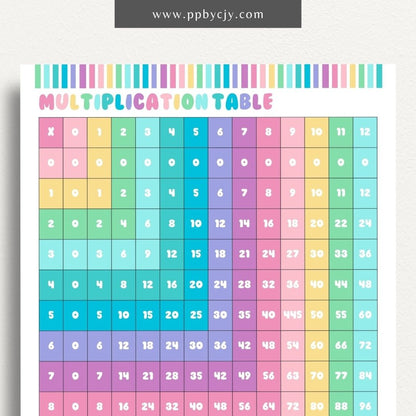 Multiplication Table Printable Template – Digital download for practicing and mastering multiplication facts