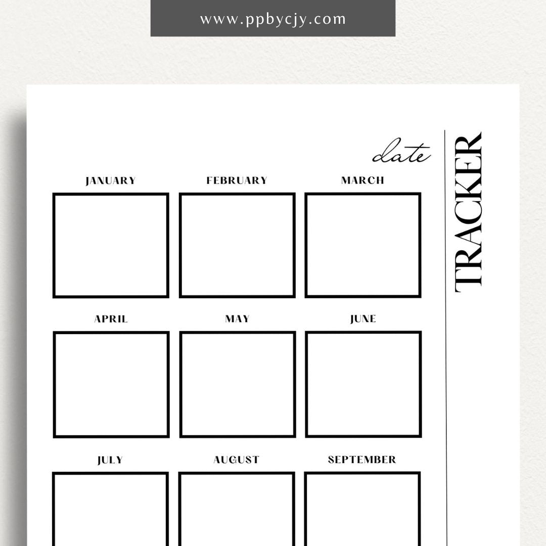 Important Date Yearly Calendar Printable Template – Digital download for organizing and tracking significant dates and events throughout the year.