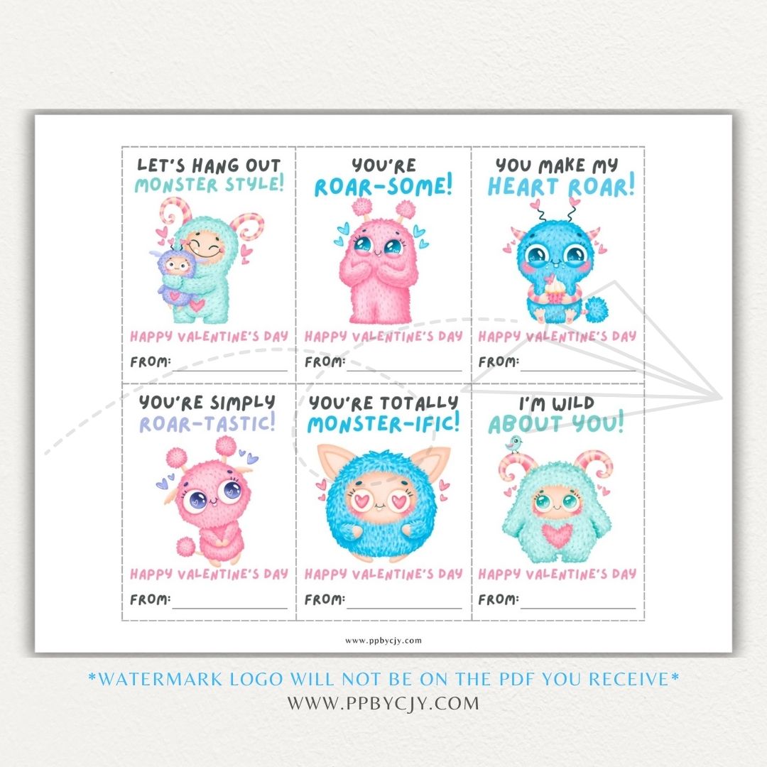 Cute monster-themed Valentine’s Day cards with colorful monster designs and fun monster-themed quotes for a playful Valentine’s greeting.
