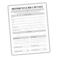 Motorcycle bill of sale form on a white background