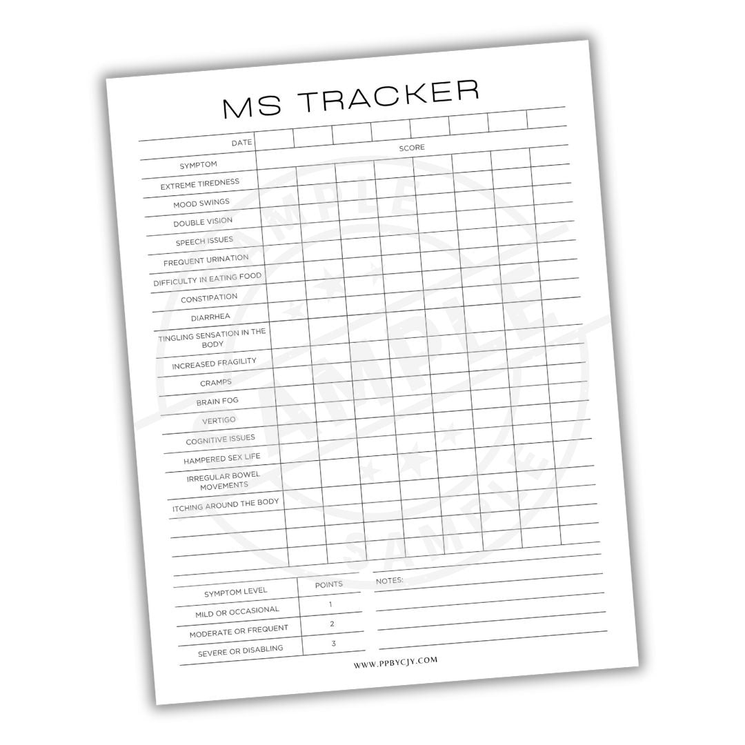 MS Tracker sheet with a white background