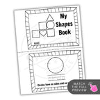 Children's educational book titled 'My Shapes Book' with shape definitions on a white background.
