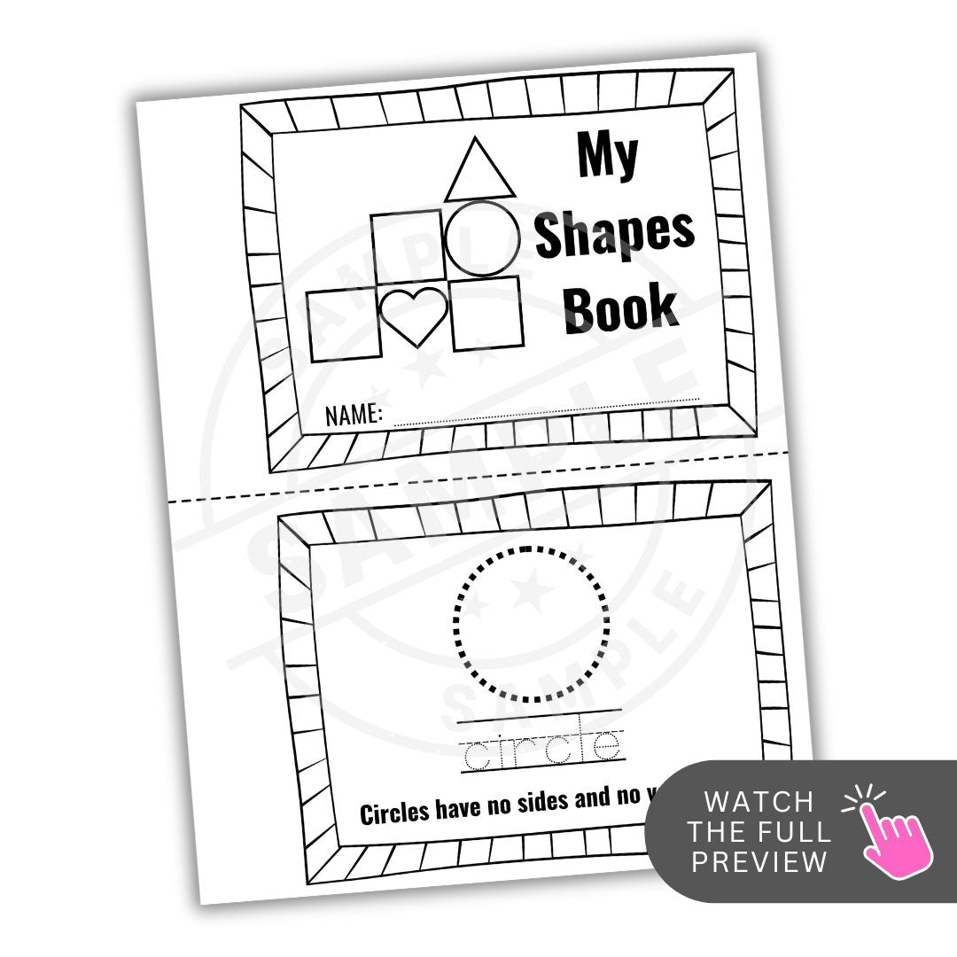 Children's educational book titled 'My Shapes Book' with shape definitions on a white background.