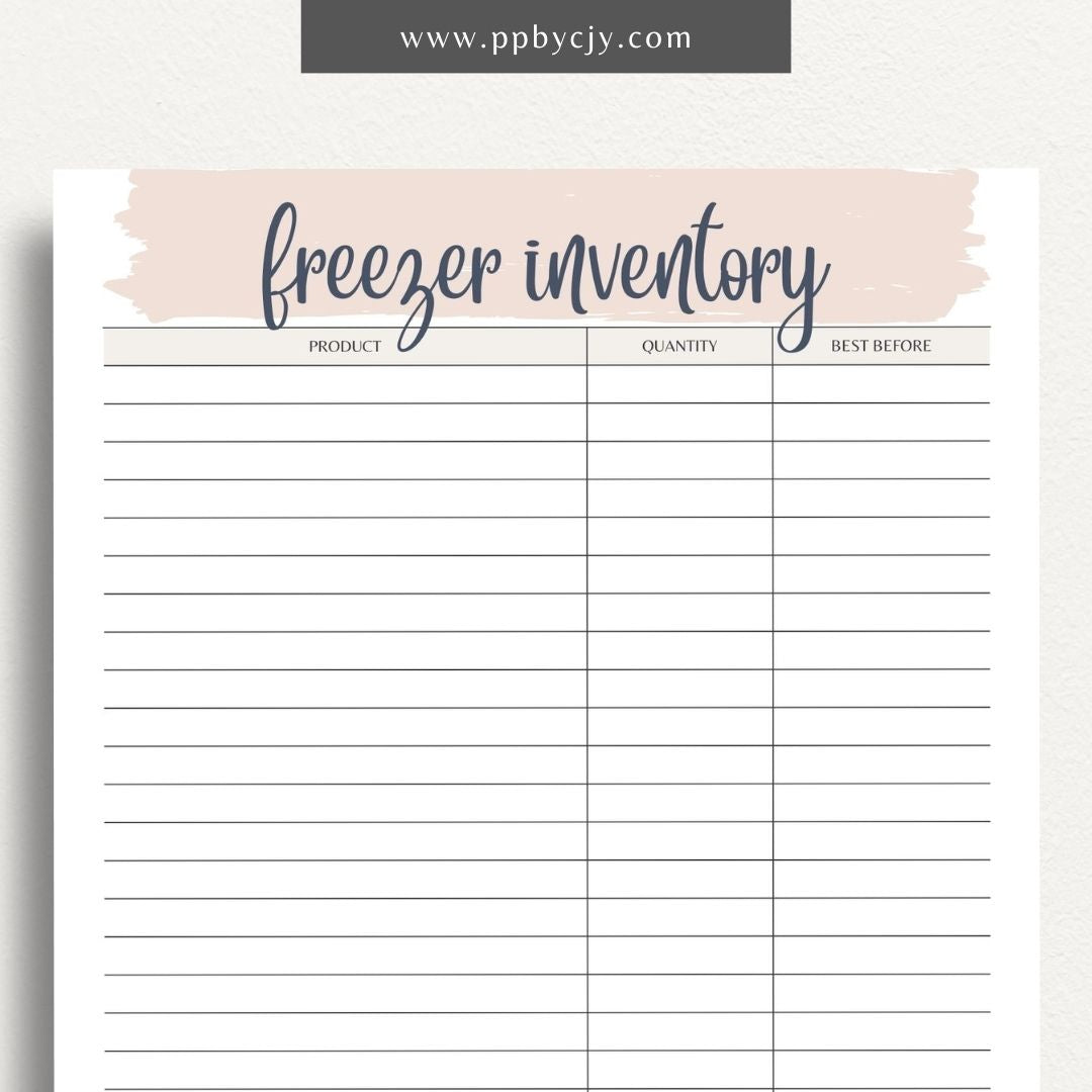 Freezer Inventory Printable Template – Digital download for organizing and managing the contents of your freezer.