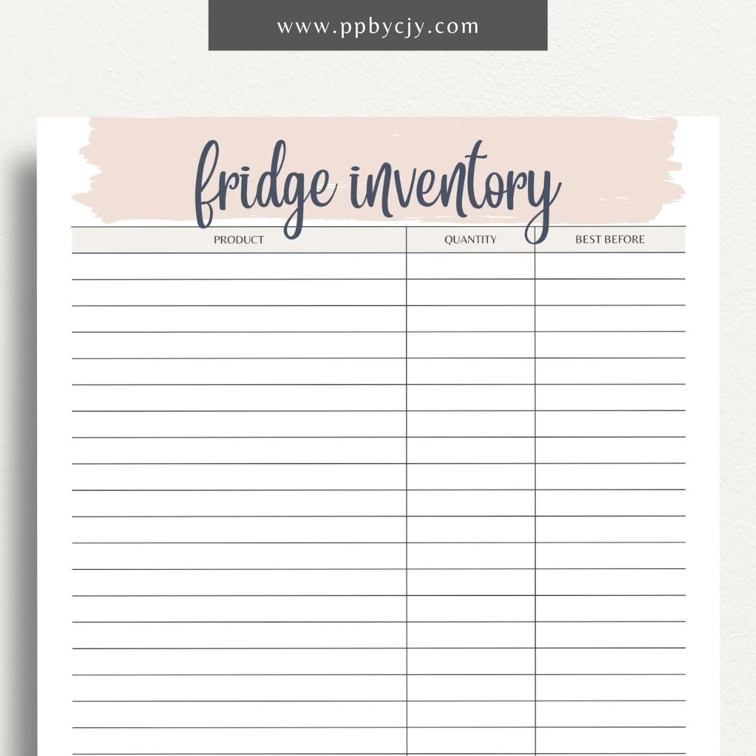 Refrigerator Inventory Printable Template – Digital download for organizing and managing the contents of your refrigerator.