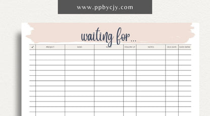 Waiting For Project Tracker Printable Template – Digital download for managing project tasks, deadlines, and progress.