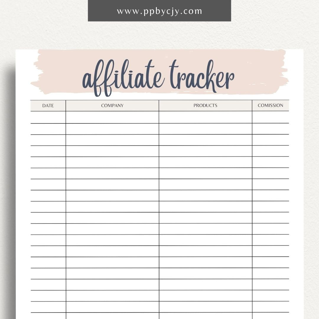 Affiliate Tracker Printable Template – Digital Download for Monitoring and Managing Affiliate Marketing Performance