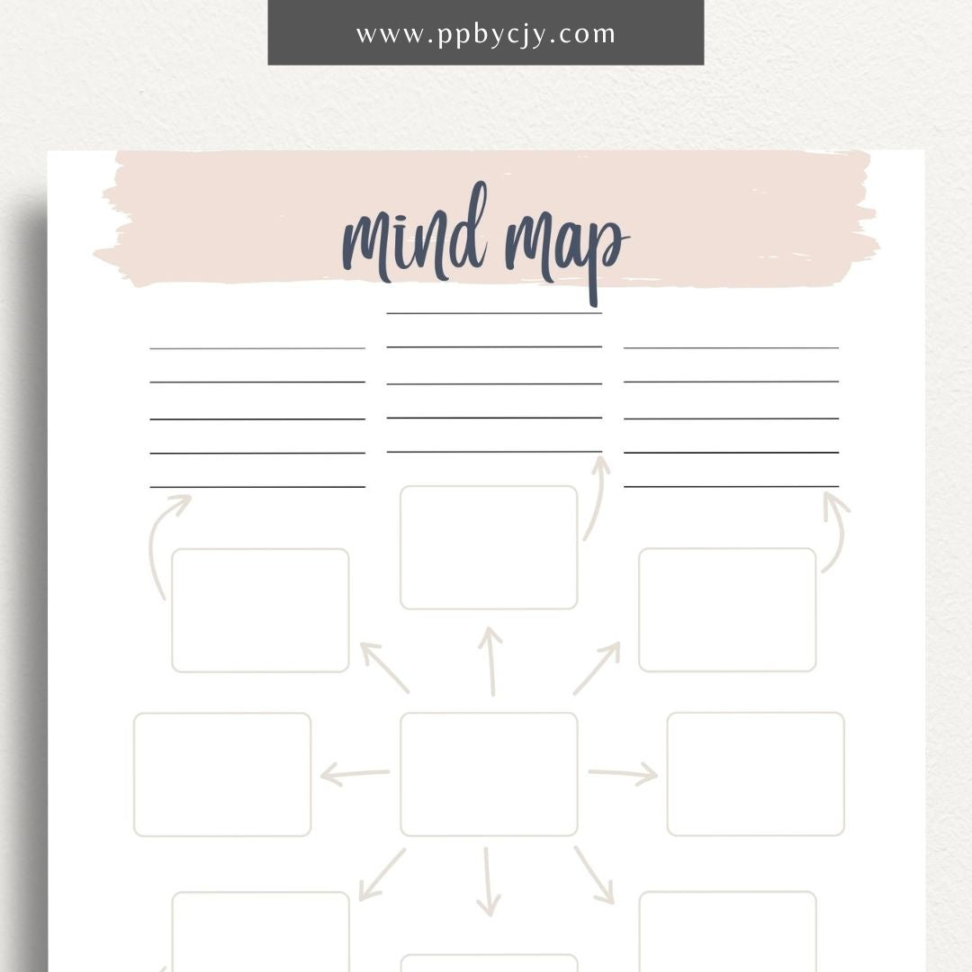 Mind Map Printable Template – Digital download for organizing ideas, brainstorming, and planning projects.