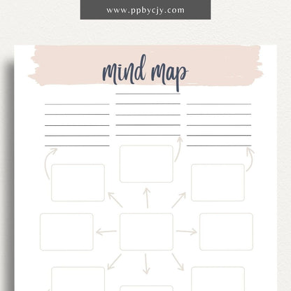 Mind Map Printable Template – Digital download for organizing ideas, brainstorming, and planning projects.