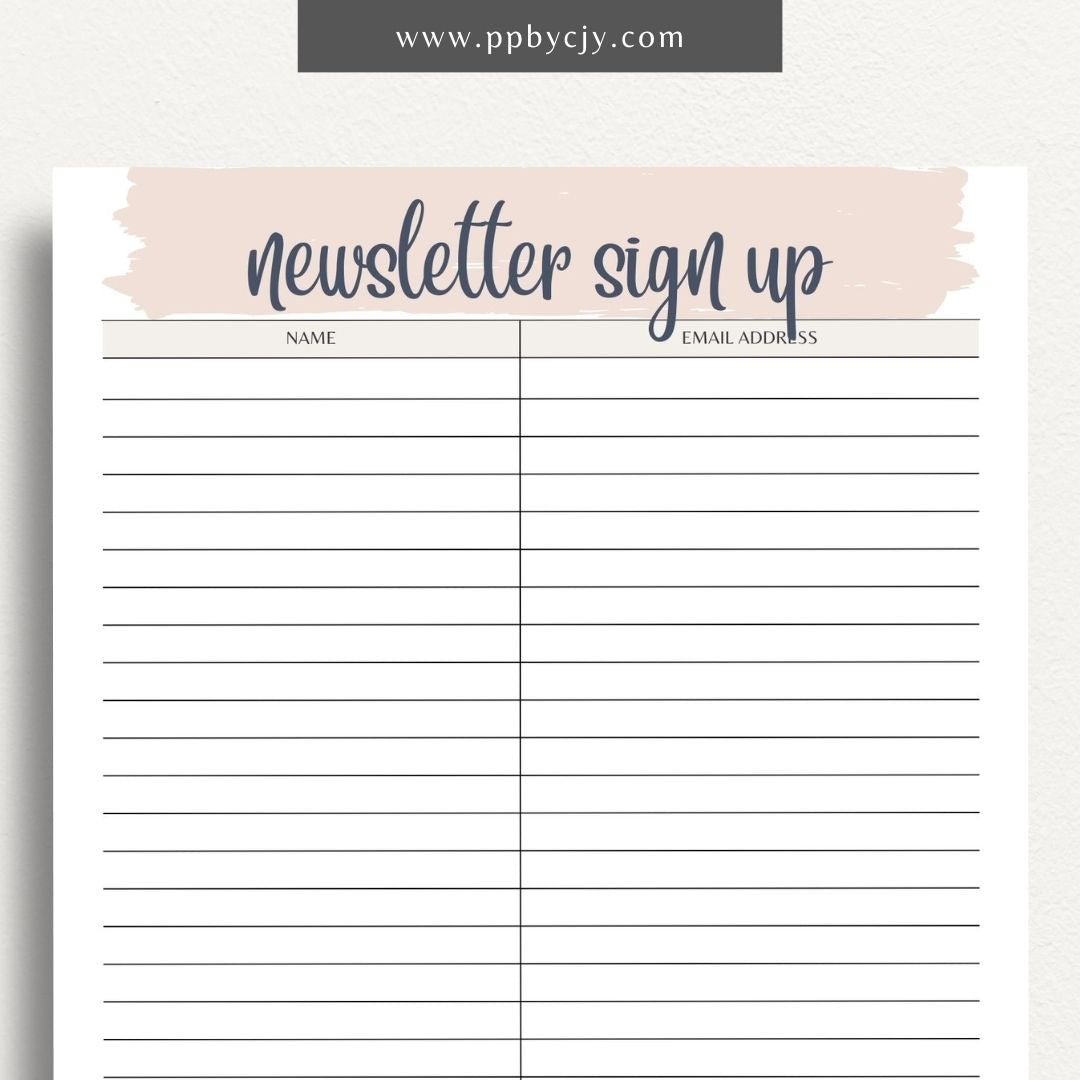 Email Newsletter Sign Up Sheet Printable Template Email Newsletter Sign Up Sheet Printable Template