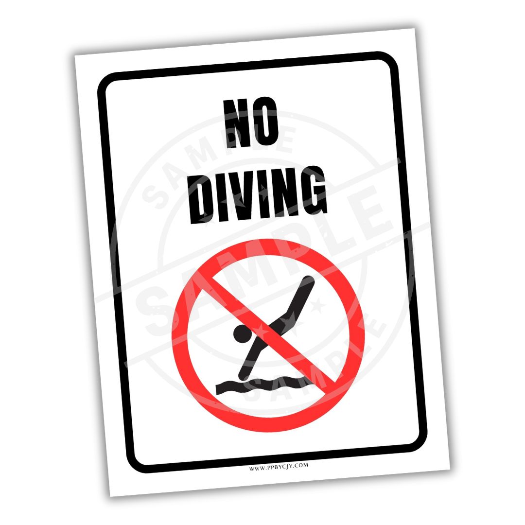 No diving sign with a red circle and line over a diver icon on a white background