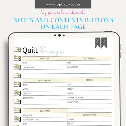 Quilt Business Digital Planner – Digital download for managing and organizing all aspects of your quilt business, from inventory to client orders