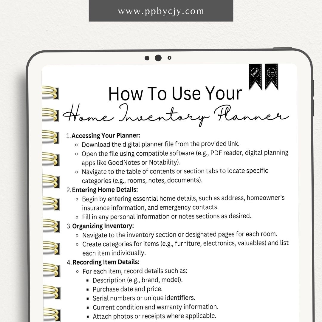 Home Inventory Digital Binder – Digital download for organizing and managing a comprehensive inventory of your home’s items.