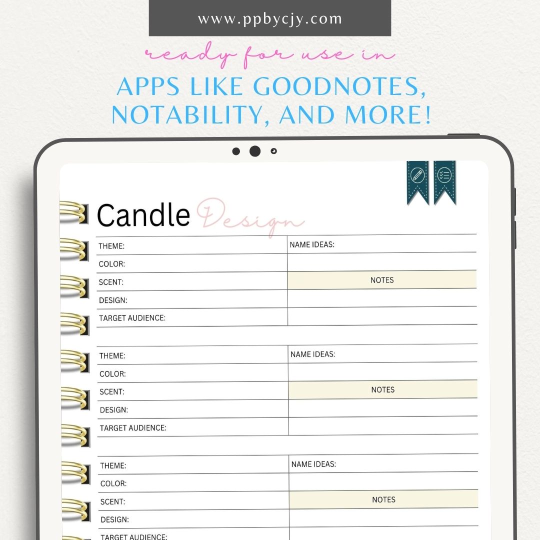 Candle Business Digital Planner Printable Template – Digital Download for Organizing and Managing Candle Business Activities and Goals