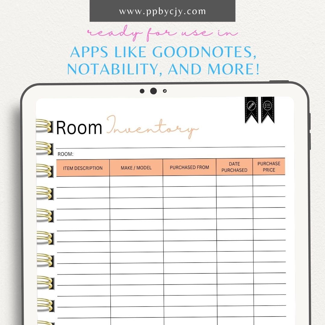 Home Inventory Digital Binder – Digital download for organizing and managing a comprehensive inventory of your home’s items.