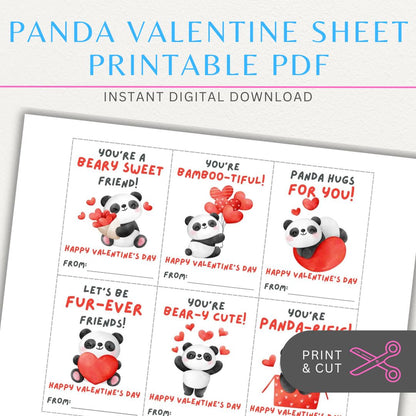 Panda-themed Valentine’s Day cards with cute panda designs and playful panda-themed quotes for a charming Valentine’s greeting.
