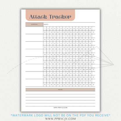 Panic Attack Tracker Printable PDF Template