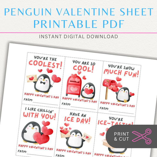 Penguin-themed Valentine’s Day cards with cute penguin designs and playful penguin-themed quotes for a unique Valentine’s greeting.
