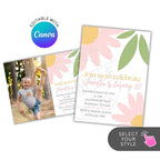 Invitation card with floral design and editable feature with Canva logo