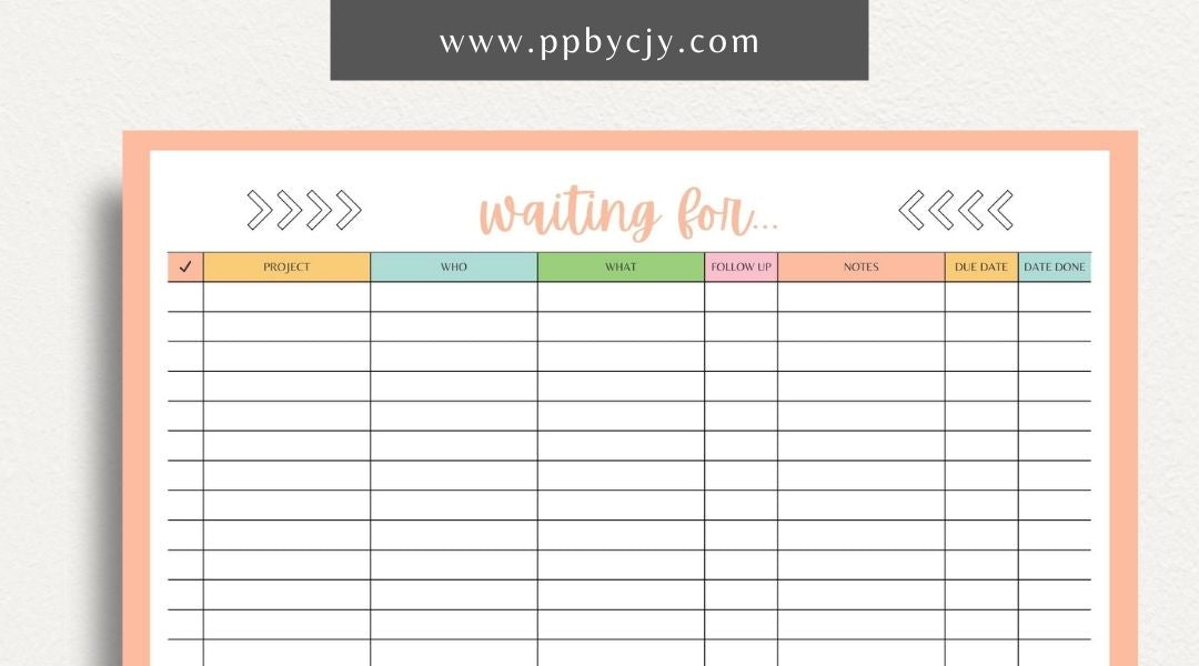 Waiting For Project Tracker Printable Template – Digital download for managing project tasks, deadlines, and progress.