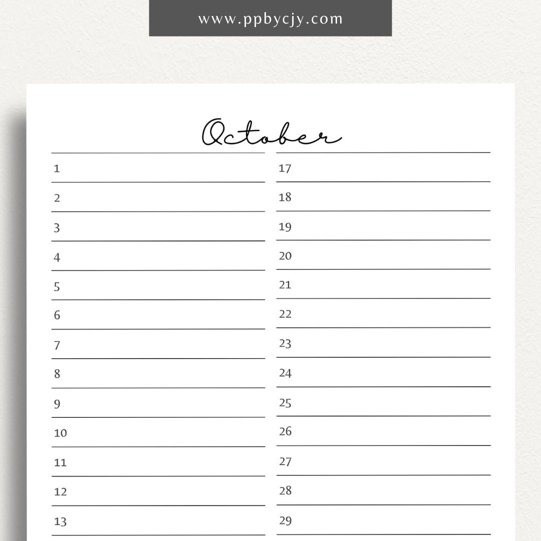 Perpetual Calendar Printable Template – Digital download for tracking birthdays, anniversaries, holidays, and year-round events.