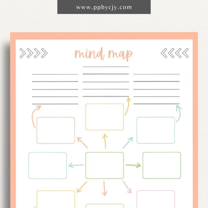 Mind Map Printable Template – Digital download for organizing ideas, brainstorming, and planning projects.