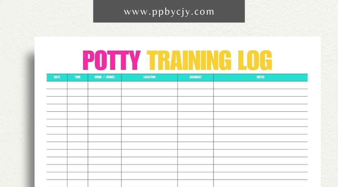 Puppy Potty Training Printable Template – Digital download for tracking and managing a puppy's potty training progress and routines