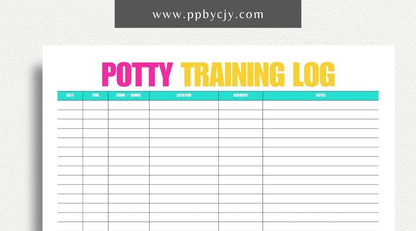 Puppy Potty Training Printable Template – Digital download for tracking and managing a puppy's potty training progress and routines