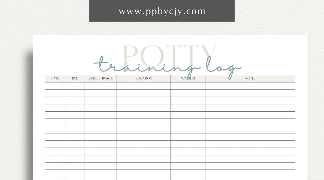 Puppy Potty Training Printable Template – Digital download for tracking and managing a puppy's potty training progress and routines