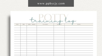 Puppy Potty Training Printable Template – Digital download for tracking and managing a puppy's potty training progress and routines