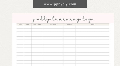 Puppy Potty Training Printable Template – Digital download for tracking and managing a puppy's potty training progress and routines