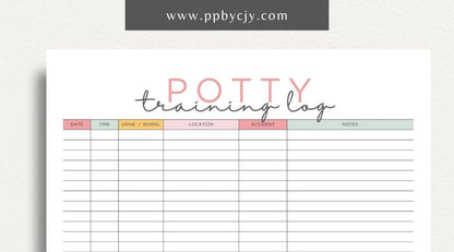 Puppy Potty Training Printable Template – Digital download for tracking and managing a puppy's potty training progress and routines